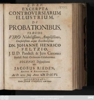 Excerpta Controversiarum Illustrium, De Probationibus