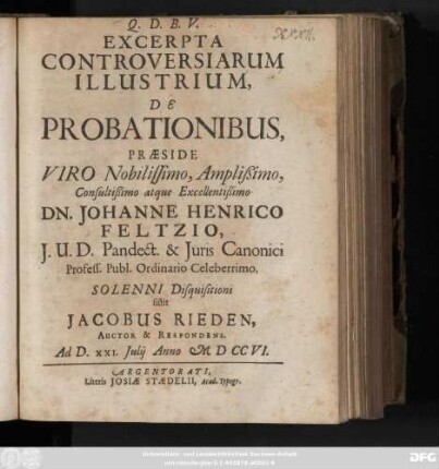 Excerpta Controversiarum Illustrium, De Probationibus