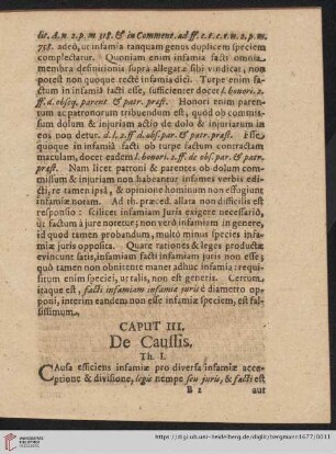 Caput III: De Caussis