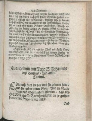 Euangelium am Tage S. Johannis deß Teuffers/ Luc. am 1. Capittel.