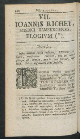 VII. Joannis Richey, Syndici Hamburgensis, Elogium