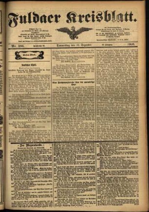 Erste Ausgabe vom Donnerstag, den 10. Dezember 1908.