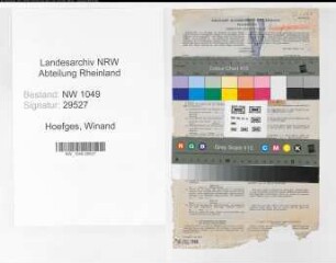 Entnazifizierung Winand Hoefges , geb. 01.01.1889 (Kaufmann)