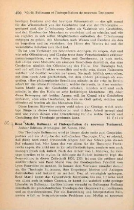 490-491 [Rezension] Marlé, René, Bultmann et l'interprétation du Nouveau Testament