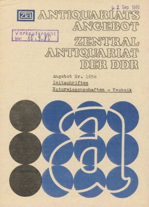 Nr. 1650: Zeitschriften Naturwissenschaften-Technik