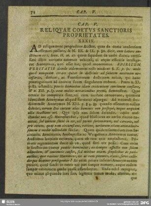 Cap. V. Reliquae Coetus Sanctioris Proprietates
