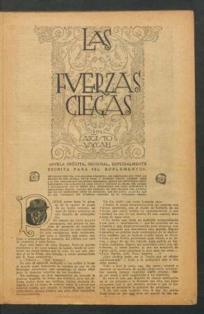 Las fuerzas ciegas : Novela inédita, original, especialmente escrita para "El Suplemento". - [Ilustró Zavattaro]