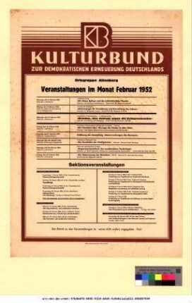 Originaltitel: Veranstaltungen im Monat Februar 1952