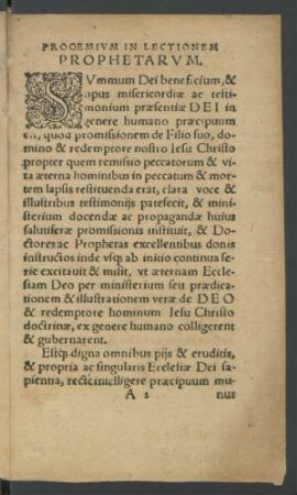 Prooemium In Lectionem Prophetarum.