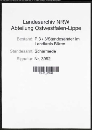 Heiratsregister Standesamt Scharmede