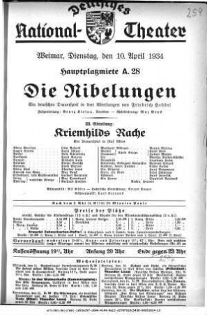 Die Nibelungen III. Abteilung: Kriemhilds Rache