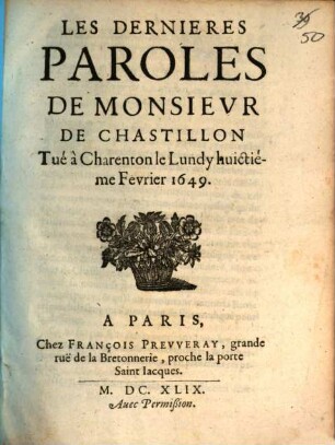 Les derniers paroles de Msr. de Chastillon