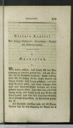 Viertes Kapitel. Von Leipzigs Speditions- Kommissions- Wechsel- und Mäkeleigeschäften