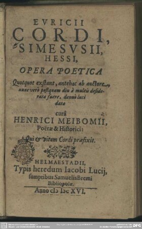 Euricii Cordi Opera poetica