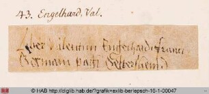Exlibris des Valentin Engelhard