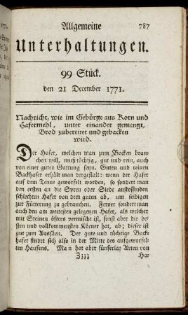 99 Stück. den 21 December 1771.