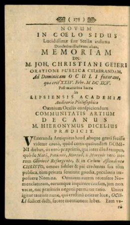Novum in coelo sidus Lucidissimae suae Stellae influxu Duodecim illustrans alias, ...