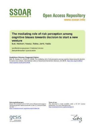 The mediating role of risk perception among cognitive biases towards decision to start a new venture