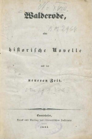Walderode, eine historische Novelle aus der neueren Zeit