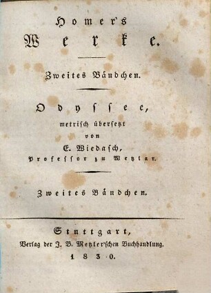 Homer's Werke, 2. Odyssee ; Bdch. 2