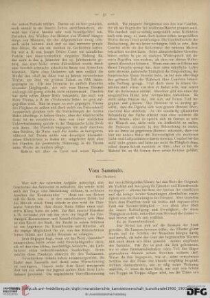 Vom Sammeln : eine Plauderei