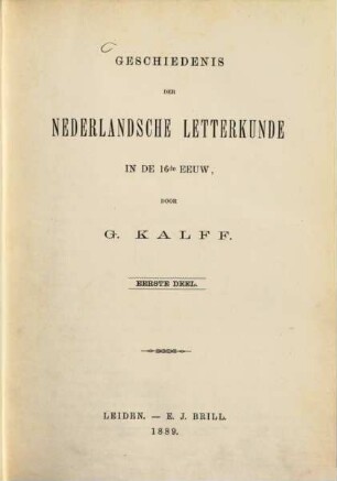 Geschiedenis der Nederlandsche letterkunde in de 16de eeuw, 1