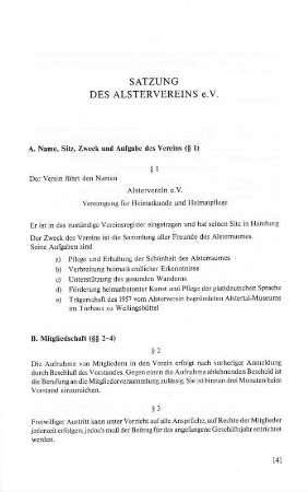 Satzung des Alstervereins e. V.
