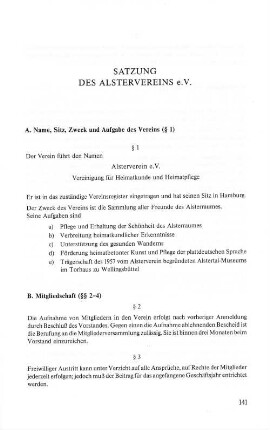 Satzung des Alstervereins e. V.