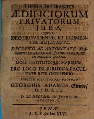 Theses Delibantes Aedificiorum Privatorum Jura