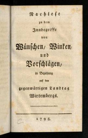 1-372, Nachlese zu dem Innbegriffe von Wuenschen ...