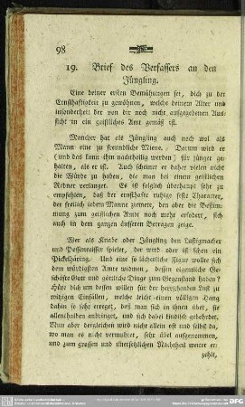 19. Brief des Verfassers an den Jüngling