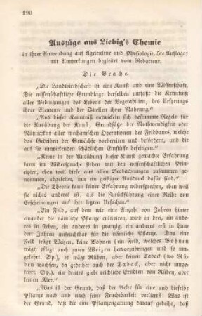 Auszüge aus Liebig's Chemie in ihrer Anwendung auf Agricultur und Physiologie, 5te Auflage; mit Anmerkungen begleitet vom Redacteur.