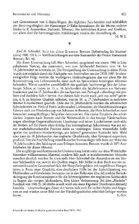 Schwebel, Karl H. :: Salz im alten Bremen, (Veröffentlichungen aus dem Staatsarchiv der Freien und Hansestadt Bremen, 56) : Bremen, Selbstverlag des Staatsarchivs, 1988