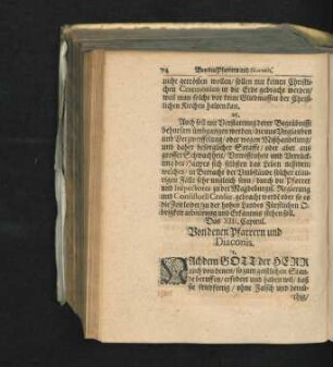Das XIII. Capitul. Von denen Pfarrern und Diaconis.
