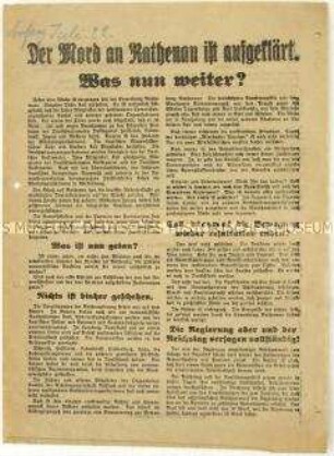 Flugblatt der KPD zum Mord an Walther Rathenau und gegen die Politik der Reichsregierung
