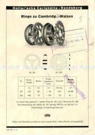 Ringe für Cambridge-Walzen