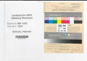 Entnazifizierung Heinrich Schrunz , geb. 01.01.1901 (Werkmeister)