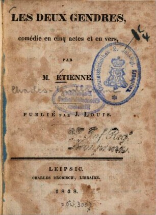 Les deux gendres : comédie en cinq actes et en vers