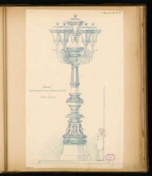 Straßenkandelaber Monatskonkurrenz Dezember 1879: Aufriss; Maßstabsleiste