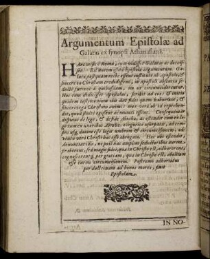 Argumentum Epistolæ ad Galatas ex synopsi Athanasiana.