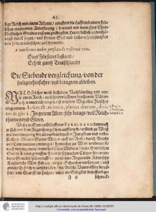 Die Siebende vergleichung/von der seeligen hinfahrt/und betagtem ableiben.