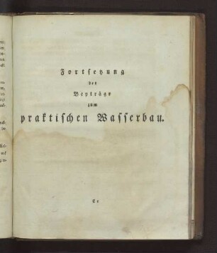 Fortsetzung der Beyträge zum praktischen Wasserbau