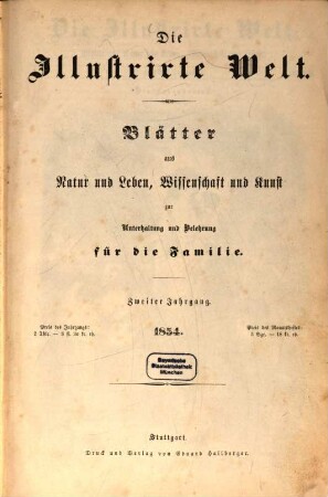 Illustrierte Welt : vereinigt mit Buch für alle ; ill. Familienzeitung. 2. 1854