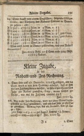 Kleine Zugabe, in der Rabatt- und Zeit-Rechnung