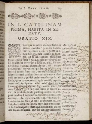 In L. Catilinam Prima, Habita In Senatu. Oratio XIX.