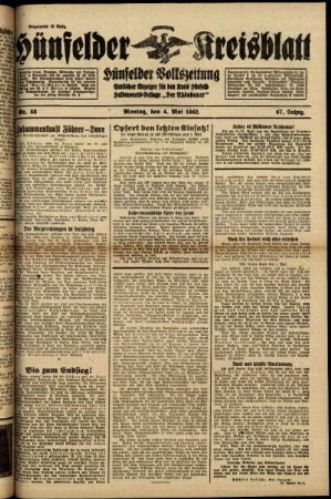 Ausgabe vom Montag, den 04. Mai 1942.