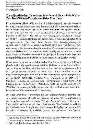 Die adjektivische, die substantivische und die verbale Welt – Zur Drei-Welten-Theorie von Fritz Mauthner