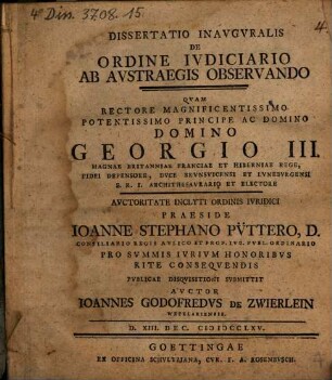 Diss. inaug. de ordine iudiciario ab ausstraegis observando