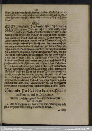 Siebende Predigt uber den 119. Psalm, auß dem 10. Octonario
