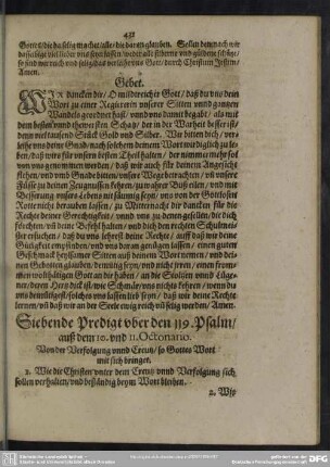 Siebende Predigt uber den 119. Psalm, auß dem 10. Octonario
